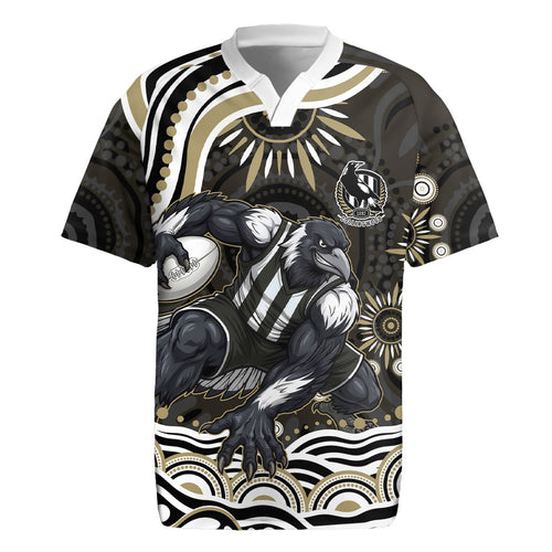 Personalized Collingwood Magpies Football Rugby Jersey Aboriginal Dot Art - Dreamtime Football Mascot