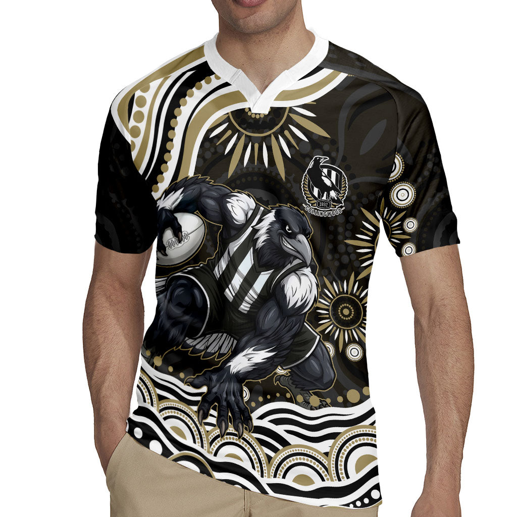 Personalized Collingwood Magpies Football Rugby Jersey Aboriginal Dot Art - Dreamtime Football Mascot