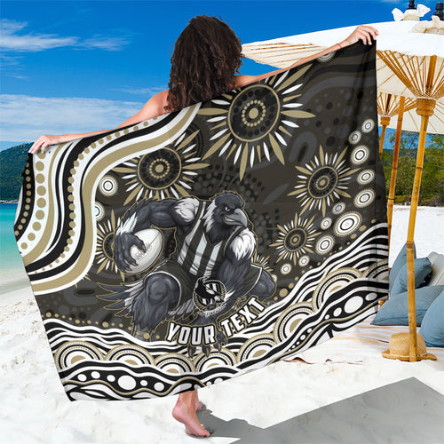 Personalized Collingwood Magpies Football Sarong Aboriginal Dot Art - Dreamtime Football Mascot