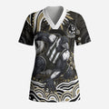 Personalized Collingwood Magpies Football Scrub Top Aboriginal Dot Art - Dreamtime Football Mascot