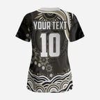 Personalized Collingwood Magpies Football Scrub Top Aboriginal Dot Art - Dreamtime Football Mascot