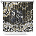 Personalized Collingwood Magpies Football Shower Curtain Aboriginal Dot Art - Dreamtime Football Mascot