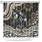 Personalized Collingwood Magpies Football Shower Curtain Aboriginal Dot Art - Dreamtime Football Mascot