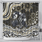 Personalized Collingwood Magpies Football Shower Curtain Aboriginal Dot Art - Dreamtime Football Mascot