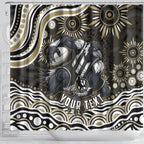 Personalized Collingwood Magpies Football Shower Curtain Aboriginal Dot Art - Dreamtime Football Mascot