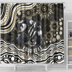 Personalized Collingwood Magpies Football Shower Curtain Aboriginal Dot Art - Dreamtime Football Mascot