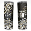 Personalized Collingwood Magpies Football Skinny Tumbler Aboriginal Dot Art - Dreamtime Football Mascot