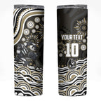 Personalized Collingwood Magpies Football Skinny Tumbler Aboriginal Dot Art - Dreamtime Football Mascot