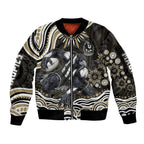 Personalized Collingwood Magpies Football Sleeve Zip Bomber Jacket Aboriginal Dot Art - Dreamtime Football Mascot