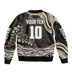 Personalized Collingwood Magpies Football Sleeve Zip Bomber Jacket Aboriginal Dot Art - Dreamtime Football Mascot