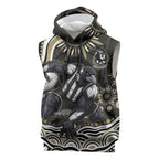 Personalized Collingwood Magpies Football Sleeveless Hoodie Aboriginal Dot Art - Dreamtime Football Mascot