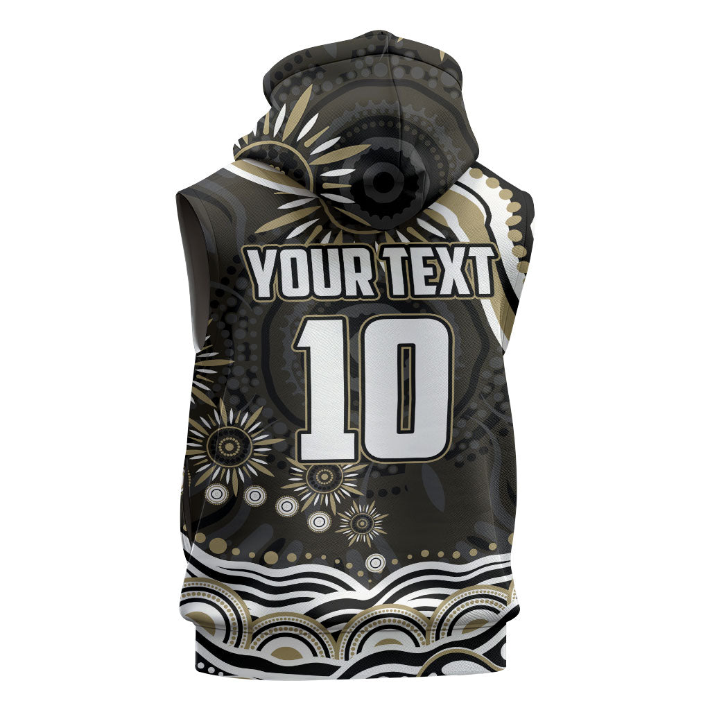 Personalized Collingwood Magpies Football Sleeveless Hoodie Aboriginal Dot Art - Dreamtime Football Mascot