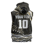 Personalized Collingwood Magpies Football Sleeveless Hoodie Aboriginal Dot Art - Dreamtime Football Mascot
