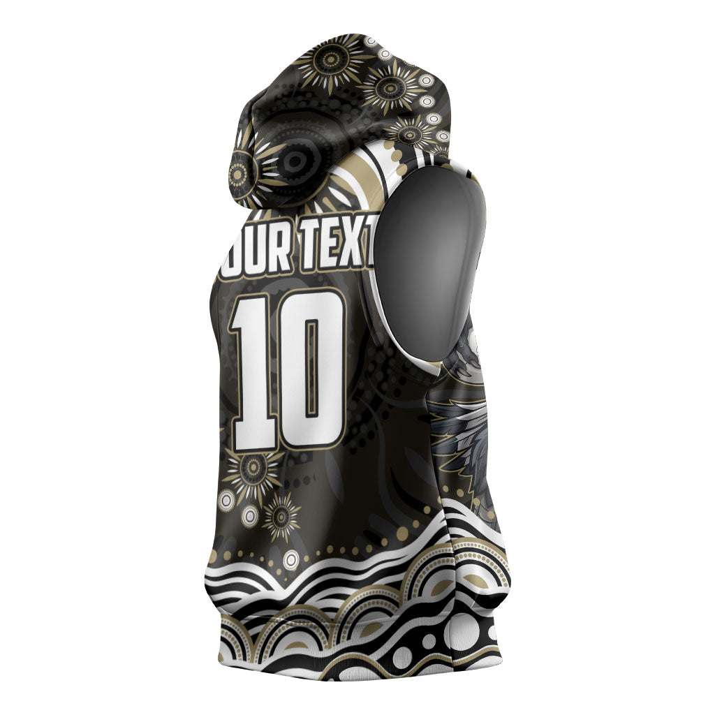 Personalized Collingwood Magpies Football Sleeveless Hoodie Aboriginal Dot Art - Dreamtime Football Mascot