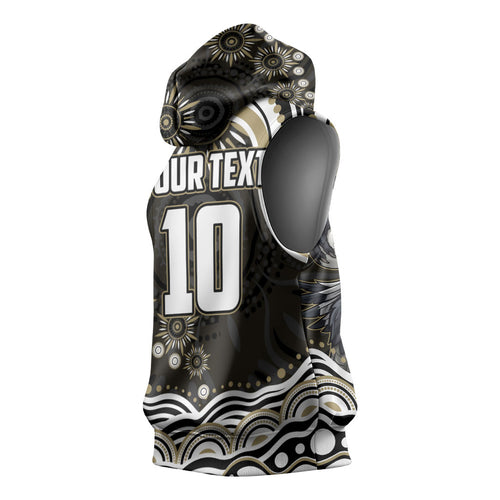 Personalized Collingwood Magpies Football Sleeveless Hoodie Aboriginal Dot Art - Dreamtime Football Mascot