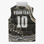 Personalized Collingwood Magpies Football Sleeveless Puffer Jacket Aboriginal Dot Art - Dreamtime Football Mascot