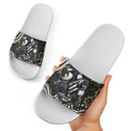 Personalized Collingwood Magpies Football Slide Sandals Aboriginal Dot Art - Dreamtime Football Mascot