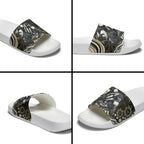 Personalized Collingwood Magpies Football Slide Sandals Aboriginal Dot Art - Dreamtime Football Mascot