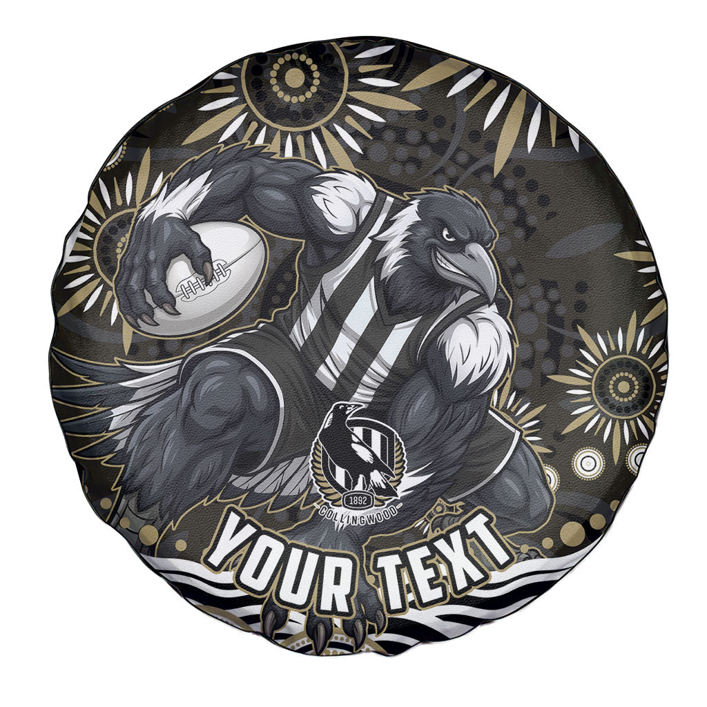 Personalized Collingwood Magpies Football Spare Tire Cover Aboriginal Dot Art - Dreamtime Football Mascot