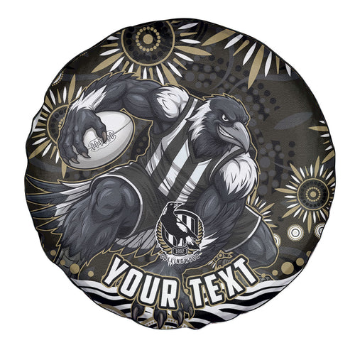 Personalized Collingwood Magpies Football Spare Tire Cover Aboriginal Dot Art - Dreamtime Football Mascot