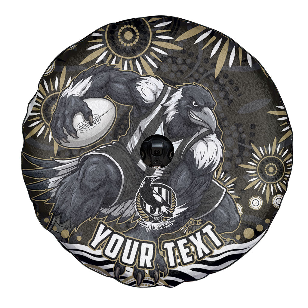 Personalized Collingwood Magpies Football Spare Tire Cover Aboriginal Dot Art - Dreamtime Football Mascot