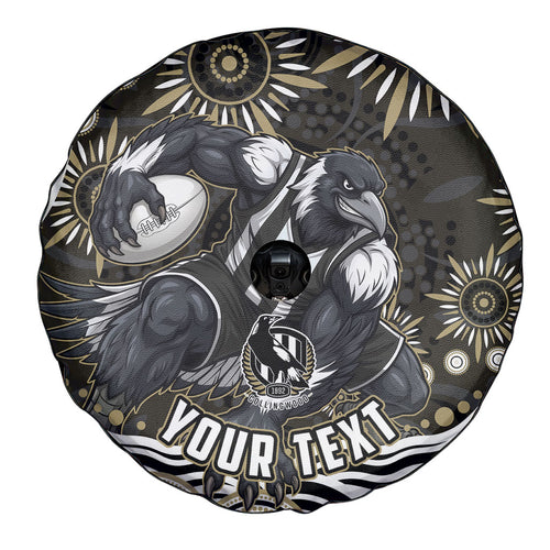 Personalized Collingwood Magpies Football Spare Tire Cover Aboriginal Dot Art - Dreamtime Football Mascot