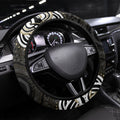 Collingwood Magpies Football Steering Wheel Cover Aboriginal Dot Art - Dreamtime Football Mascot
