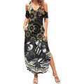 Personalized Collingwood Magpies Football Summer Maxi Dress Aboriginal Dot Art - Dreamtime Football Mascot