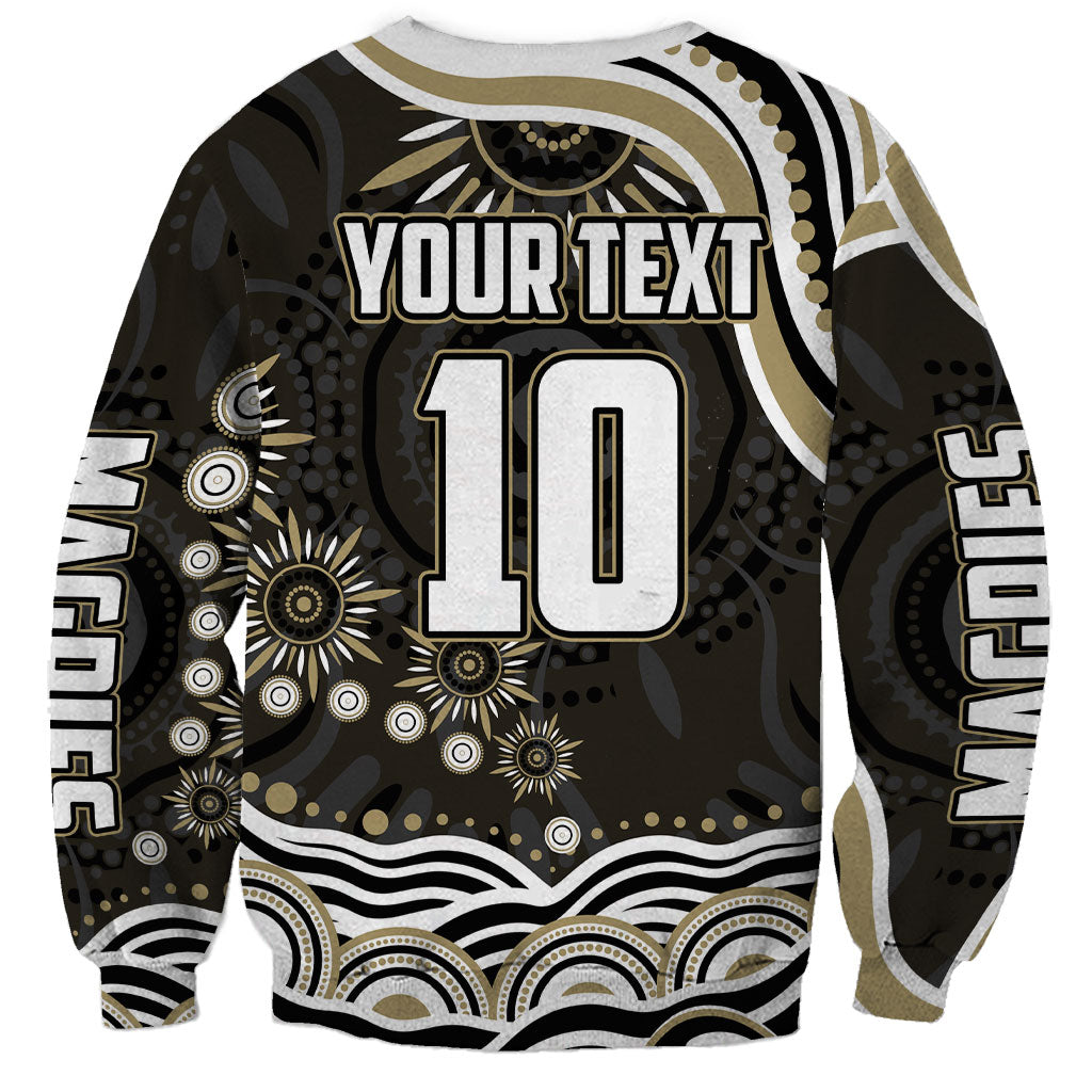 Personalized Collingwood Magpies Football Sweatshirt Aboriginal Dot Art - Dreamtime Football Mascot
