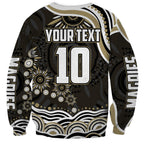 Personalized Collingwood Magpies Football Sweatshirt Aboriginal Dot Art - Dreamtime Football Mascot