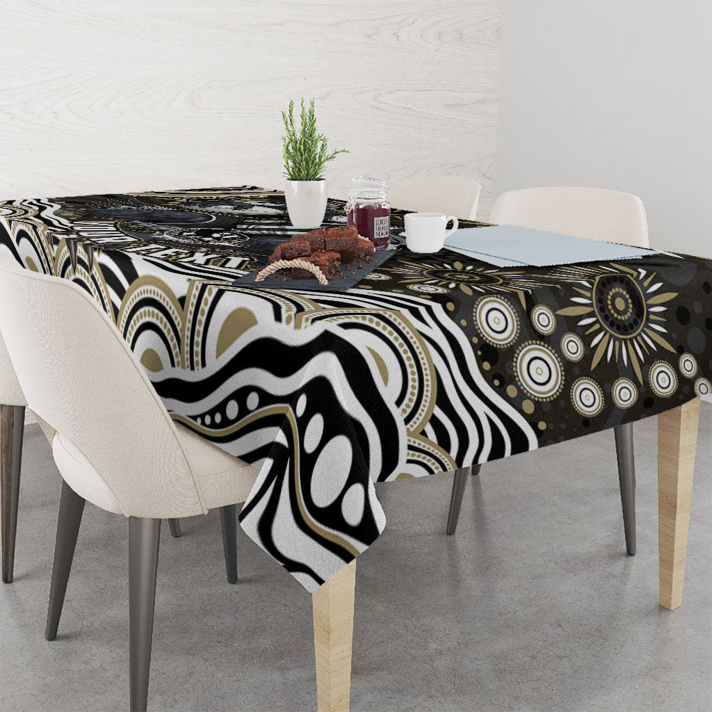 Personalized Collingwood Magpies Football Tablecloth Aboriginal Dot Art - Dreamtime Football Mascot