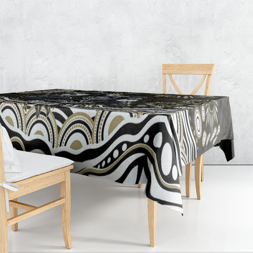 Personalized Collingwood Magpies Football Tablecloth Aboriginal Dot Art - Dreamtime Football Mascot
