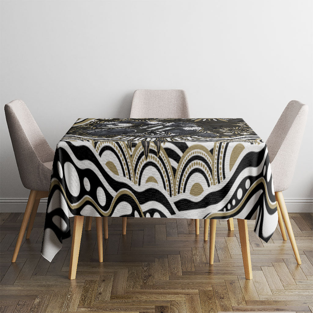 Personalized Collingwood Magpies Football Tablecloth Aboriginal Dot Art - Dreamtime Football Mascot