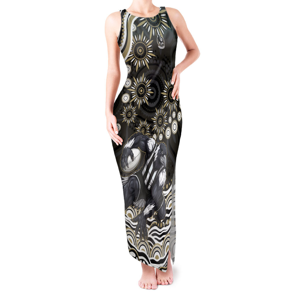 Personalized Collingwood Magpies Football Tank Maxi Dress Aboriginal Dot Art - Dreamtime Football Mascot