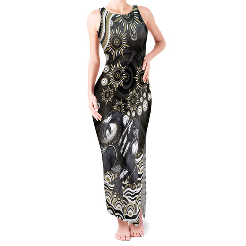 Personalized Collingwood Magpies Football Tank Maxi Dress Aboriginal Dot Art - Dreamtime Football Mascot