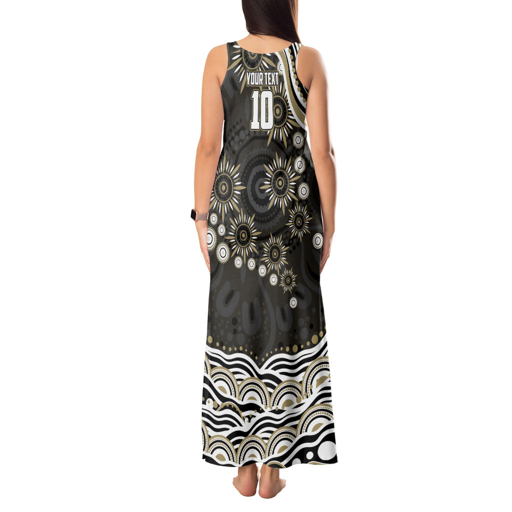 Personalized Collingwood Magpies Football Tank Maxi Dress Aboriginal Dot Art - Dreamtime Football Mascot
