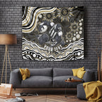Personalized Collingwood Magpies Football Tapestry Aboriginal Dot Art - Dreamtime Football Mascot