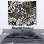 Personalized Collingwood Magpies Football Tapestry Aboriginal Dot Art - Dreamtime Football Mascot