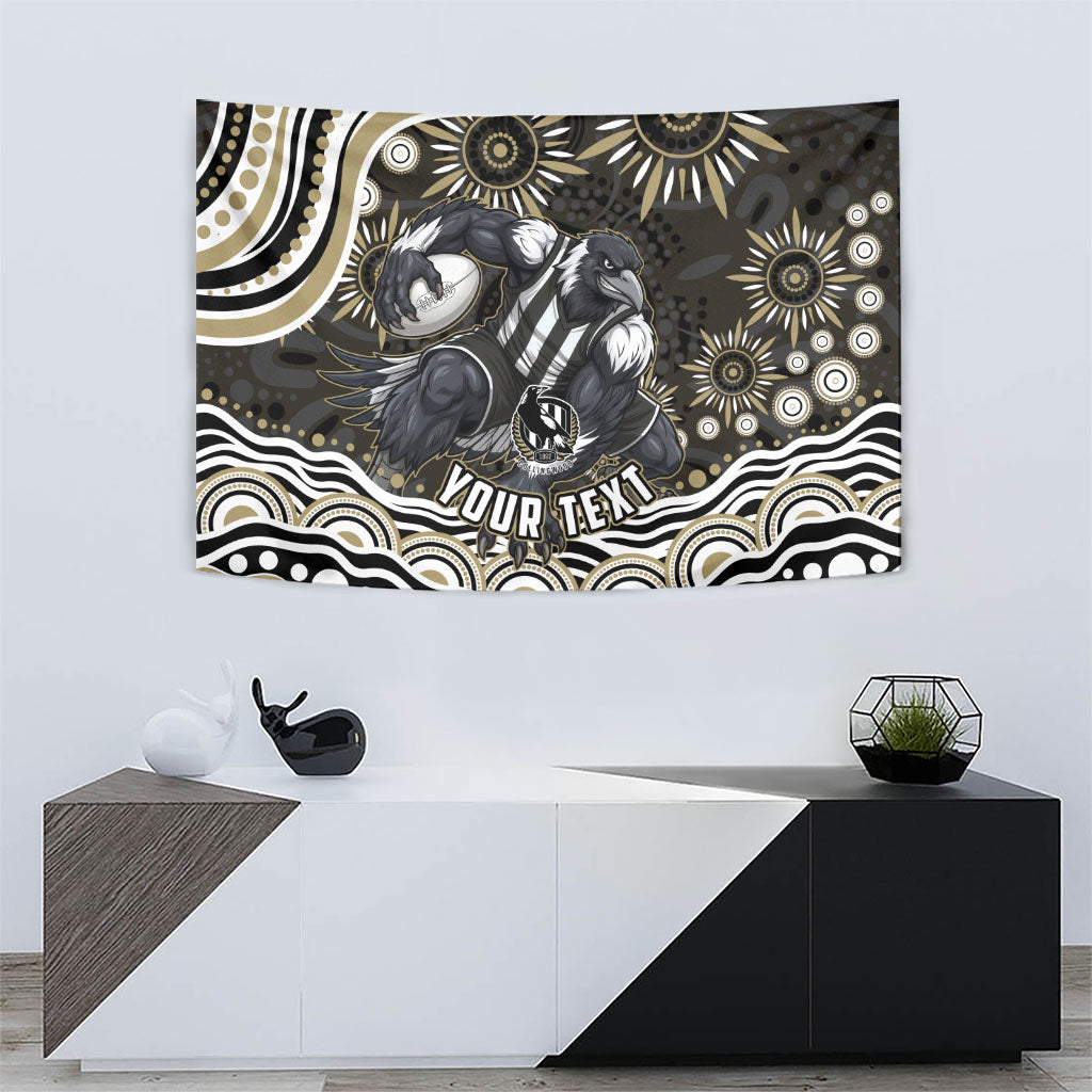 Personalized Collingwood Magpies Football Tapestry Aboriginal Dot Art - Dreamtime Football Mascot
