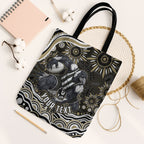 Personalized Collingwood Magpies Football Tote Bag Aboriginal Dot Art - Dreamtime Football Mascot