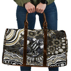 Personalized Collingwood Magpies Football Travel Bag Aboriginal Dot Art - Dreamtime Football Mascot