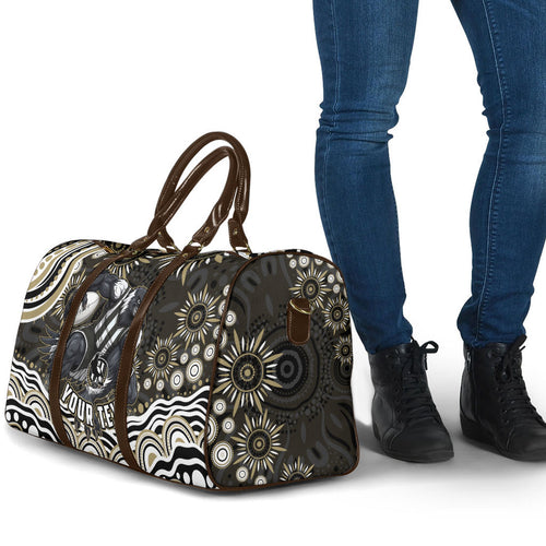 Personalized Collingwood Magpies Football Travel Bag Aboriginal Dot Art - Dreamtime Football Mascot