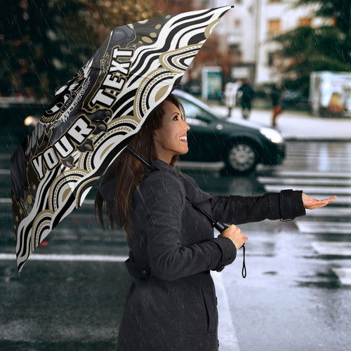 Personalized Collingwood Magpies Football Umbrella Aboriginal Dot Art - Dreamtime Football Mascot