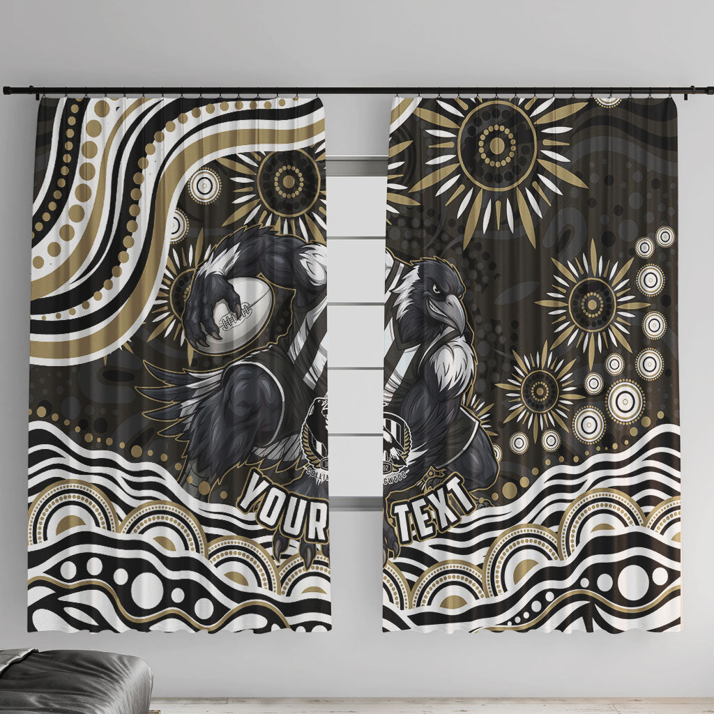 Personalized Collingwood Magpies Football Window Curtain Aboriginal Dot Art - Dreamtime Football Mascot
