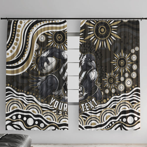 Personalized Collingwood Magpies Football Window Curtain Aboriginal Dot Art - Dreamtime Football Mascot