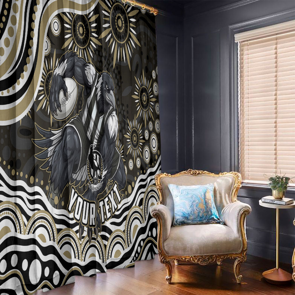 Personalized Collingwood Magpies Football Window Curtain Aboriginal Dot Art - Dreamtime Football Mascot