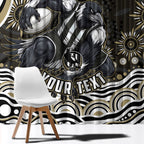 Personalized Collingwood Magpies Football Window Curtain Aboriginal Dot Art - Dreamtime Football Mascot