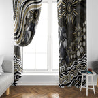 Personalized Collingwood Magpies Football Window Curtain Aboriginal Dot Art - Dreamtime Football Mascot