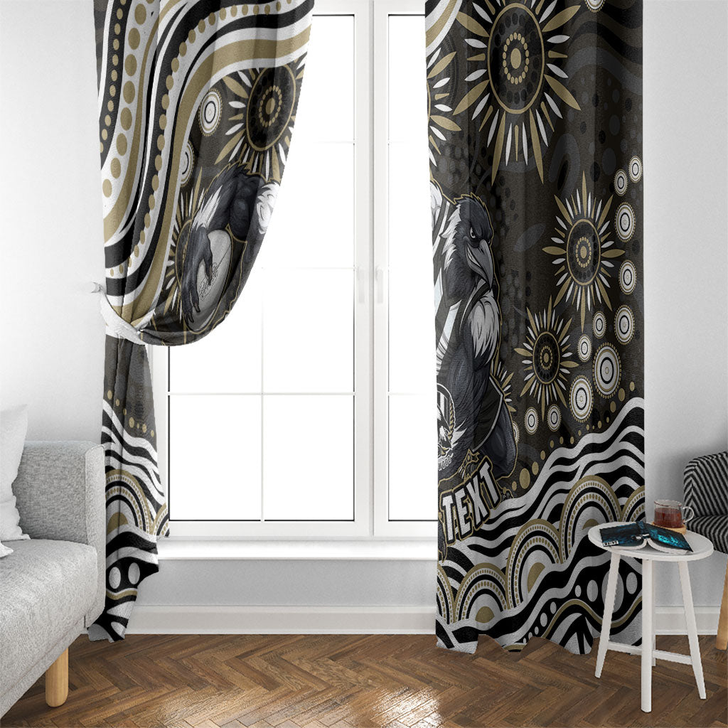 Personalized Collingwood Magpies Football Window Curtain Aboriginal Dot Art - Dreamtime Football Mascot