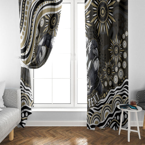 Personalized Collingwood Magpies Football Window Curtain Aboriginal Dot Art - Dreamtime Football Mascot